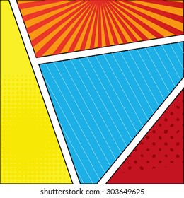 Comics popart style blank layout template background vector illustration. Easy to use.