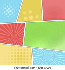 Comics popart style blank layout template, excellent vector illustration, EPS 10