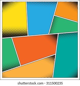 Comics popart style blank layout template background vector illustration. Pop-Art comics background