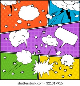 Comics pop-art style blank layout template background vector illustration
