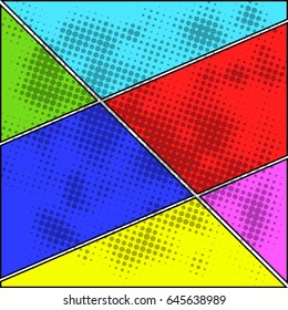 Comics pop-art style blank layout template background.