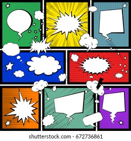 Comics pop-art style blank layout template background vector illustration
