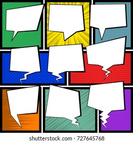 Comics pop-art style blank layout template background. Vector illustration
