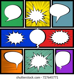 Comics pop-art style blank layout template background. Vector illustration

