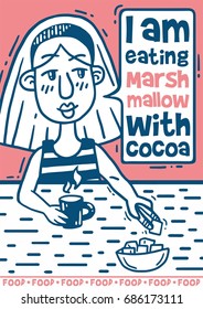 comics poster I eat marshmallow with cocoa