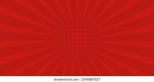 Comics red retro background with halftone corners. Summer backdrop. Vector illustration in retro pop art style for comics book, poster, advertising design.
