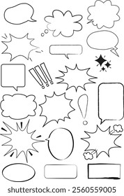 Comics Set of speech bubbles. Speak bubble text, cartoon. Set of speech bubbles.