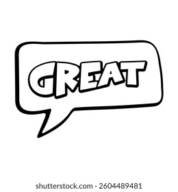 Comics sign Great. Speech bubble. Design elements for print. Cartoon flat vector isolated element on white background