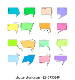 Comics for sound speech effect bubbles isolated on white background illustration. Colorful silhouette frame for inscriptions. Humorous bubbles comic set for cloud speech. Vector illustration.