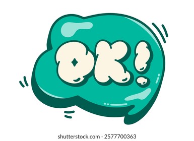 Comics speech bubble with OK text. Vector color cartoon illustration in pop art style.
