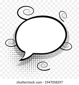 Burbuja del discurso de historietas para el diseño de arte pop de texto. Nube de diálogo blanca vacía para la sombra de semitono de mensaje de texto. Los comics esbozan la explosión y muestran el estilo de texto de la historieta. Efecto Guau elementos vectoriales de dibujos animados