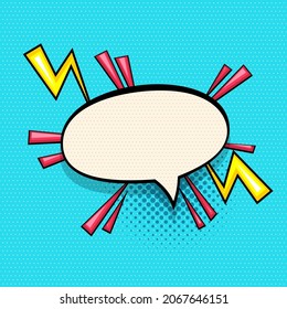 Comics speech bubble for text pop art design. Colored empty dialog cloud for text message halftone shadow. Comics sketch explosion splash comic book text style. Colored wow cartoon vector elements