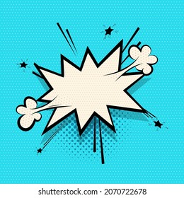 Comics speech bubble for text pop art design. Colored empty dialog cloud for text message halftone shadow. Comics sketch explosion splash comic book text style. Colored wow cartoon vector elements