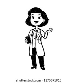 Comics Style Cartoon Female Doctor Character Sticker