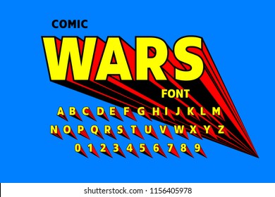 Comics style font design, alphabet letters and numbers vector illustration