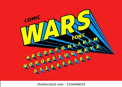 Comics style font design, alphabet letters and numbers vector illustration