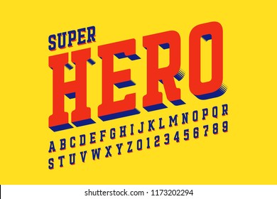 Comics style font design, alphabet letters and numbers vector illustration