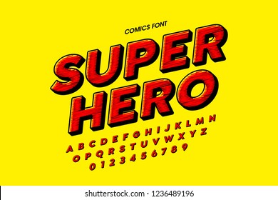 Comics style font design, alphabet letters and numbers vector illustration