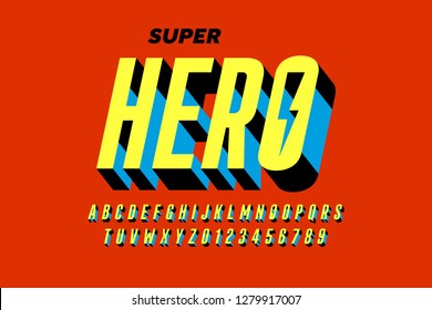 Comics style font design, alphabet letters and numbers vector illustration