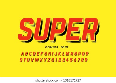 Comics style font design, alphabet letters and numbers vector illustration