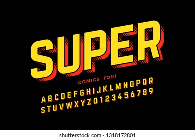 Comics style font design, alphabet letters and numbers vector illustration