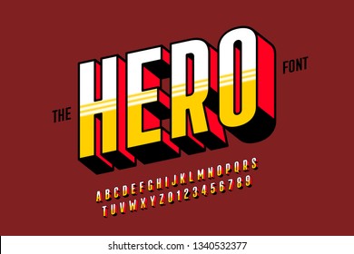 Comics style font design, alphabet letters and numbers vector illustration