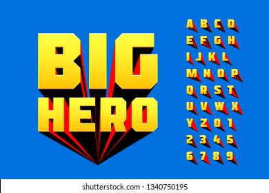 Comics style font design, alphabet letters and numbers vector illustration