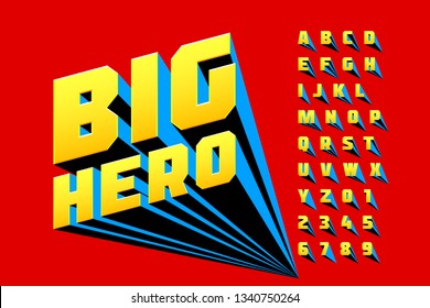 Comics style font design, alphabet letters and numbers vector illustration