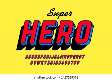 Comics style font design, alphabet letters and numbers vector illustration