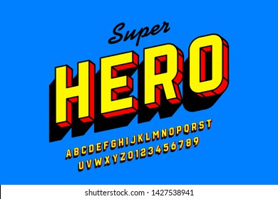 Comics style font design, alphabet letters and numbers vector illustration