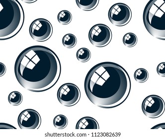 comics style glassy bubbles seamless pattern in black and white