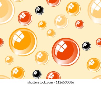 comics style glassy bubbles seamless pattern in orange shades