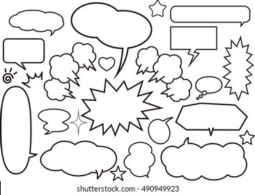 Comics style speech bubbles. icons set  B/W Vector EPS10.