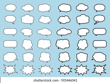 Comics style speech bubbles. icons set  B/W Vector EPS10.