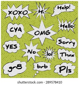 Comics style speech bubbles with slang words vector set