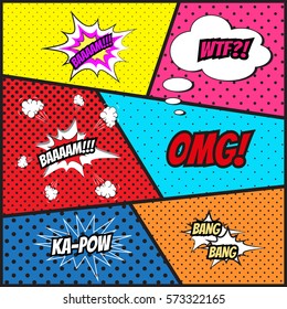 Comics style template background, vector illustration