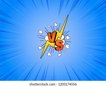 Comics style. Versus VS fight illustration. Super vector background for design, text and illustrations. Backdrop with  halftone, lightning and bomb explosive in pop art style.