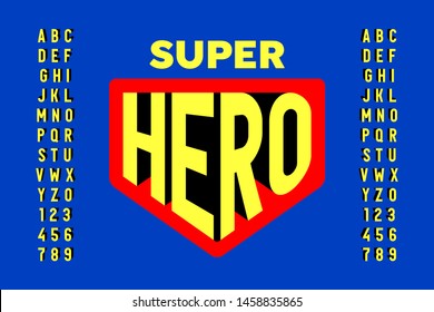 Comics super hero style font design, alphabet letters and numbers vector illustration