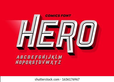 Comics super hero style font, alphabet vector illustration