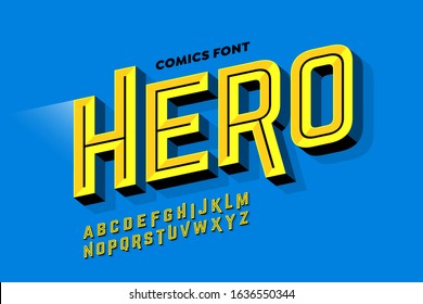 Letra cómic de estilo super héroe, letras alfabéticas ilustraciones vectoriales