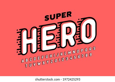 Comics Super Hero style font design, alphabet letters and numbers vector illustration