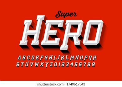 Comics superhero style font, alphabet letters and numbers vector illustration