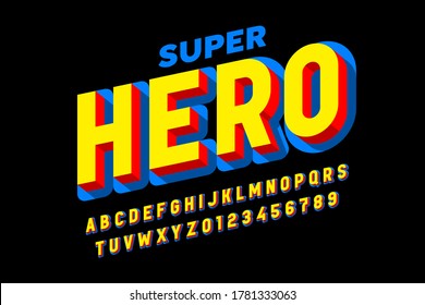 Comics Superhero Style Font, Alphabet Letters And Numbers Vector Illustration