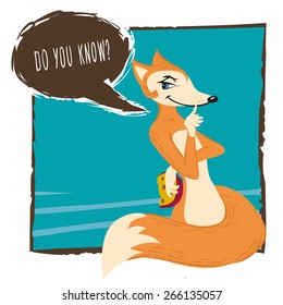 Comics Template With Torn Edge And Speaking Cloud. Sly Fox Lady Asks: Do You Know?