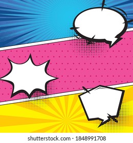 Comics Template. Vector Retro Comic Book Speech Bubbles Illustration. Mock-up of Comic Book Page