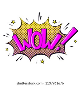 Comics text sound effects. Bubble speech phrase WOW. Vector illustration
