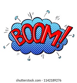 Comics text sound effects. Bubble speech phrase BOOM. Vector illustration
