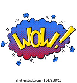 Comics text sound effects. Bubble speech phrase WOW. Vector illustration
