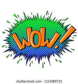 Comics text sound effects. Bubble speech phrase WOW. Vector illustration
