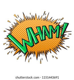 Comics text sound effects. Bubble speech phrase WHAM. Vector illustration
